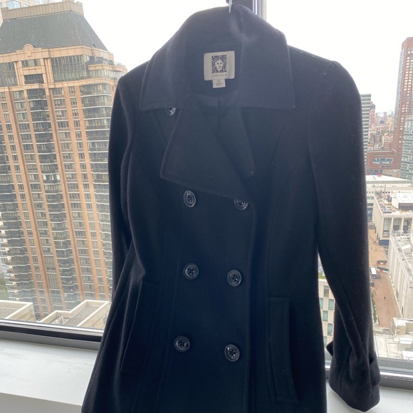 Anne Klein Double Breasted Coat - Black - Picture 2 of 3